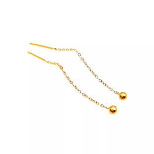 美国14k包金圆珠 小金珠豆豆耳线长款防过敏韩国网红超仙耳环耳饰