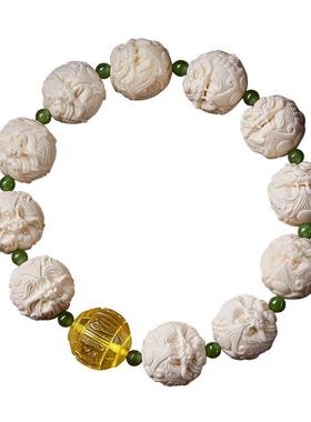 猛犸象牙龙珠手串男文玩盘玩佛珠