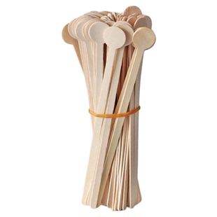 圆头木质咖啡搅拌棒鸡尾酒圆形手柄调羹搅拌棍小圆盘调棒独立包装