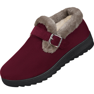 老北京棉鞋女冬羊毛加绒保暖防滑老人鞋舒适休闲搭扣一脚蹬妈妈鞋
