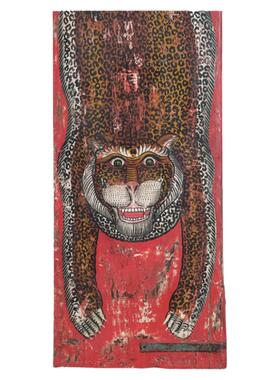 老虎猎豹客厅卧室手绘木雕