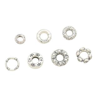 足银跑环 3D硬银羽毛唐草龙鳞纹吉言玫瑰S999纯银DIY手链串珠配件