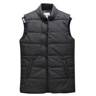 玄笙马甲男2021新款冬季保暖外套中国风盘扣棉服加厚连帽马夹潮