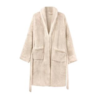 昊达男款浴袍长毛珊瑚绒翻领睡衣长款加绒保暖加厚宽松睡衣睡袍