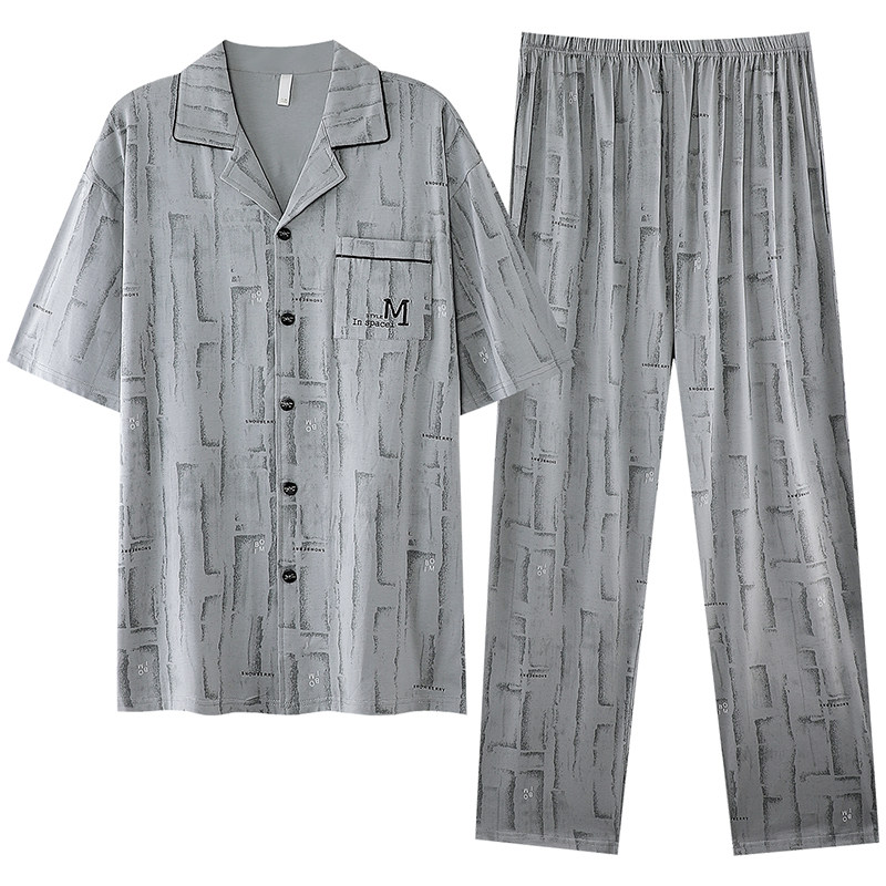 猫人中年男士睡衣夏季莫代尔棉绸短袖冰丝中老年人爸爸父亲家居服
