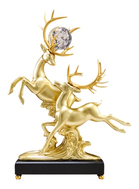 招财鹿摆件酒柜柜子装饰