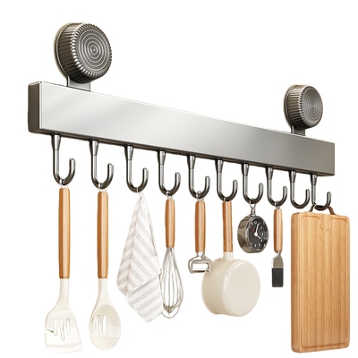 厨房吸盘免打孔可移动挂杆