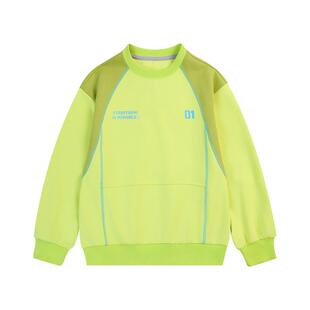 ebaer儿童抑菌卫衣2026春秋新款男童撞色套头衫女童休闲卫T童装潮