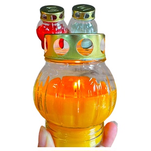 36小时玻璃酥油灯防风香薰无烟蜡烛户外防雨照明灯酒店清新气味