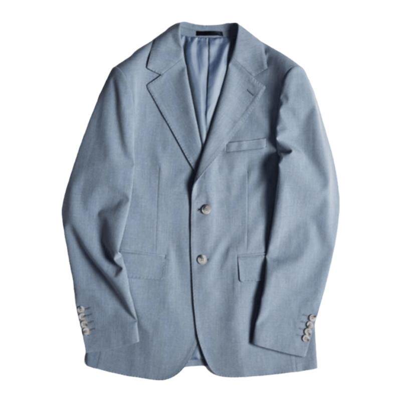 高级感浅蓝色摄影绅士礼服宽领