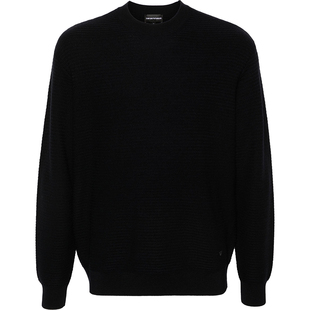 Armani/阿玛尼EA 男士时尚休闲暗条纹鹰标保暖毛衣 6D1MXN 1MKCZ