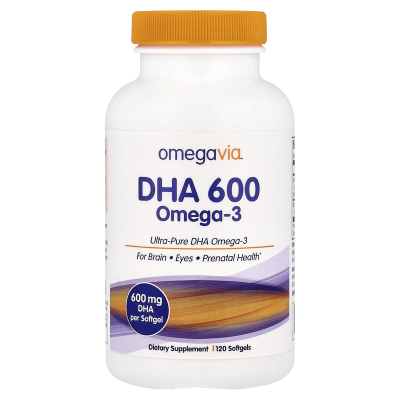 OmegaVia高纯度全DHA600深海鱼油支持大脑眼和产前健康