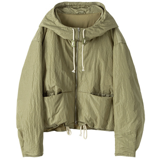 轻柔俏皮90鹅绒光泽肌理皱感面料轻薄连帽羽绒服外套上衣女2025冬