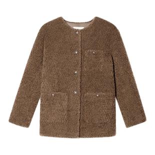 诗篇专选羊毛颗粒绒简约圆领减龄学院风羊羔毛外套冬款