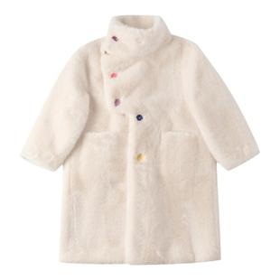 女童环保皮草外套中长款皮毛一体加厚2025新款儿童秋冬季貂绒大衣