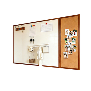 磁吸珐琅白板墙面带框实木边框软木板儿童家用可擦写版挂墙照片墙教学哑光黑板墙涂鸦墙贴磁性展示板定制墙板