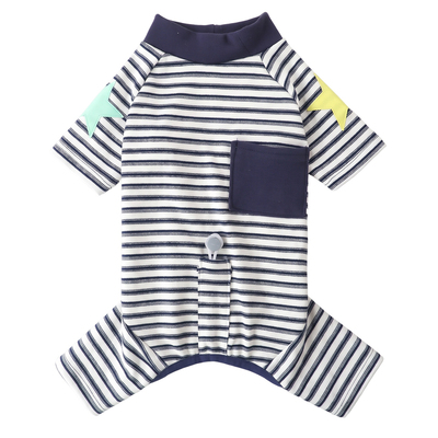 小狗条纹四脚衣秋季舒适宠物衣服
