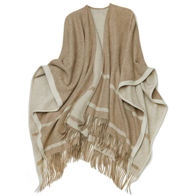 秋冬新款女高档纯羊毛斗篷披肩