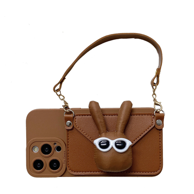 墨镜兔子零钱包挂绳手机壳