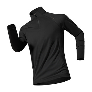 德尔惠2025秋冬新款半拉链立领运动T恤男女同款宽松百搭长袖上衣