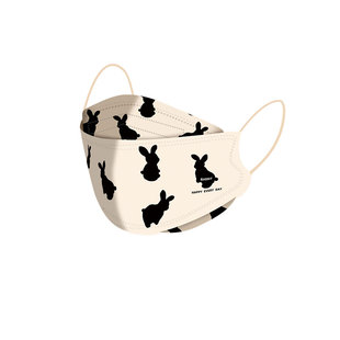 奶油兔kf94印花卡通可爱高颜值女生成人柳叶形鱼嘴型透气防风面罩