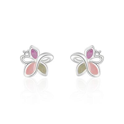 JXRXs999纯银三色花朵耳钉女设计感小众养耳洞耳环巨好看足银耳饰