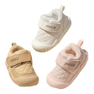 婧麒婴儿鞋秋冬季加绒1-3岁宝宝雪地靴保暖冬鞋男女幼童学步棉鞋