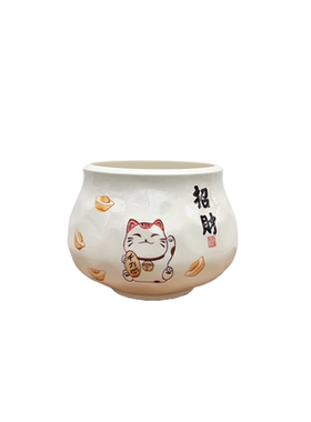 中国风陶瓷花盆手绘平安招财