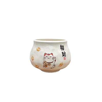 中国风陶瓷花盆手绘平安招财