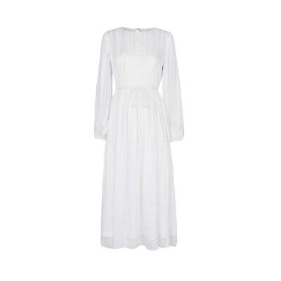 sdeer复古圆领条纹收腰连衣裙