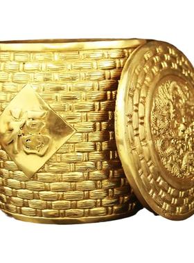 醉芒黄铜材质摆件中式客厅福缸