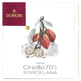 Domori 50g波切拉娜porcelana70%克里奥罗黑巧克力意大利进口排块