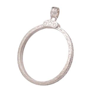 定做白铜藏银钥匙扣挂件袁大头银元吊坠边框包边币圈代币扣回纹环