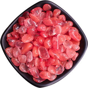 高品质西瓜晶碎石红水晶原石鱼缸造景水培植物供曼扎宝石红色石头