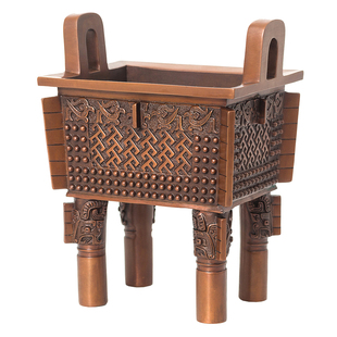 紫铜鼎摆件仿古青铜器父戊方鼎家居客厅公司鼎盛开业礼品装饰摆设