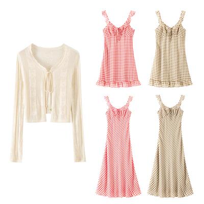 BANANA BABY镂空针织衫+/格纹短裙/长裙