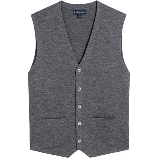 Brooks Brothers/布克兄弟男士25秋冬新品绵羊毛纯色V领马甲