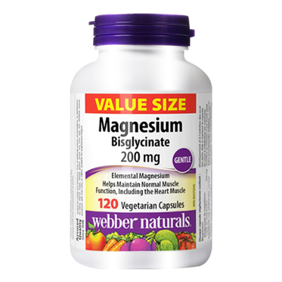 WebberNaturals伟博天然双甘氨酸镁200mg促睡眠舒缓情绪胶囊120粒