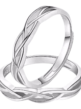 情侣戒指纯银一对简约开口