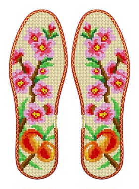 一支桃花鸿运玫瑰七层棉布带花边