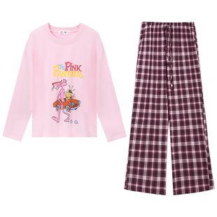亲嘴猫【粉红豹】莫代尔棉可外穿可爱休闲少女睡衣家居服套装春秋