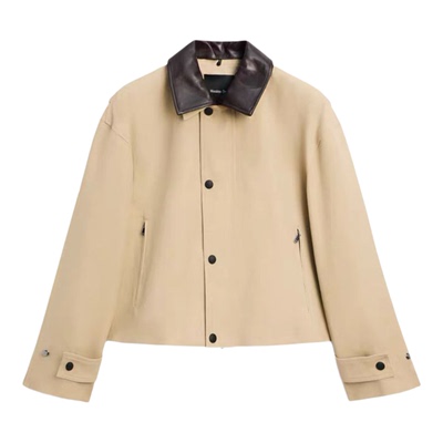 春季新款Massimo 女装巴恩风设计感皮领短款风衣外套06701800318