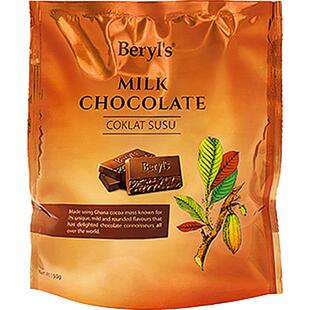 马来西亚原装进口零食Beryls倍乐思巧克力扁桃仁牛奶黑巧袋装150g