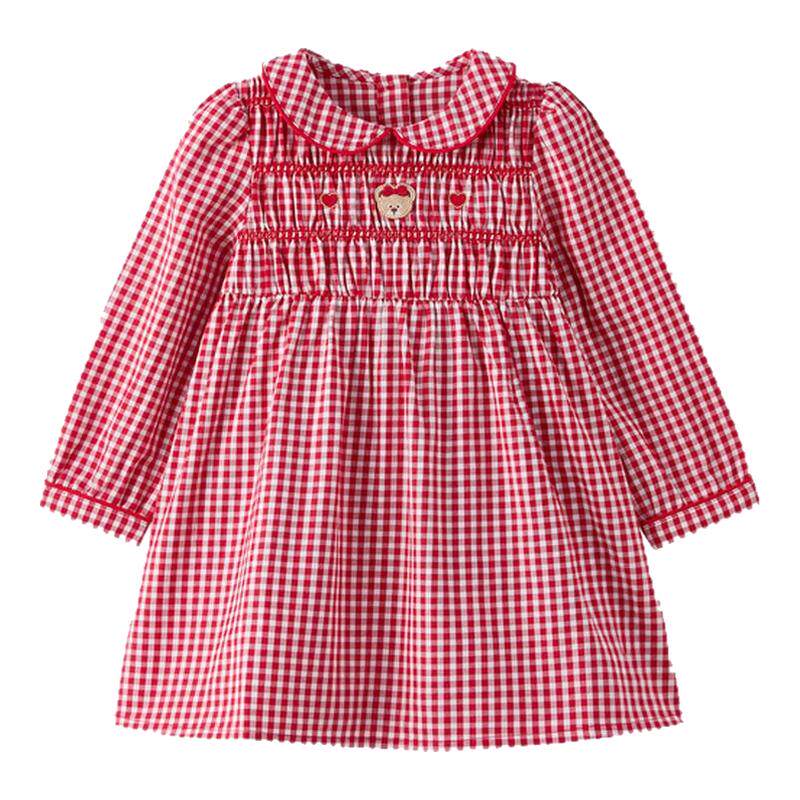 PawinPaw全棉小熊童装女宝宝学院风连衣裙