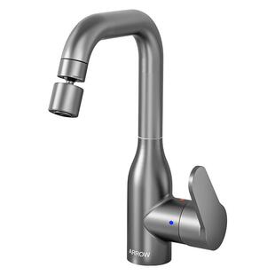 箭牌面盆龙头浴室柜洗脸台盆枪灰色旋转水龙头冷热水龙头带起泡器