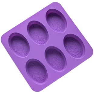 爱皂坊 六连椭圆图腾手工皂硅胶模具 香皂矽胶模出皂约115g