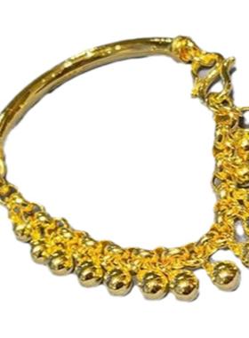 个性半圆管拼铃铛实心手链 光面圆球手链女开口简约时尚手环