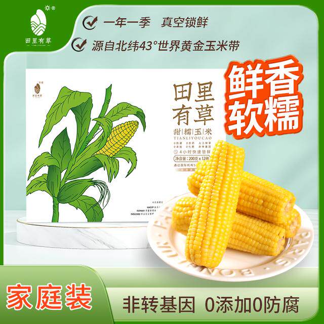 田里有草黄糯玉米200g12根鲜食非转基因粗粮真空装