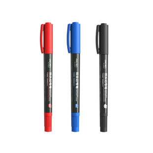 得力小双头油性记号笔小头细头马克笔勾线笔儿童绘画学生用黑色美术生描边彩色速干防水笔不掉色