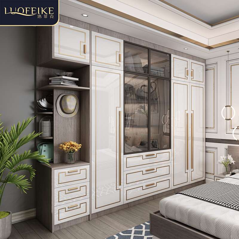 北欧实木衣柜轻奢家用卧室一门到顶大衣橱现代简约玻璃门储物柜子
